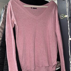 American Eagle Outfitters Pink Long Sleeve V-Neck Sweater